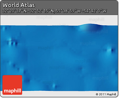 Shaded Relief 3D Map of the Area around 32° 36' 26" N, 55° 10' 29" W