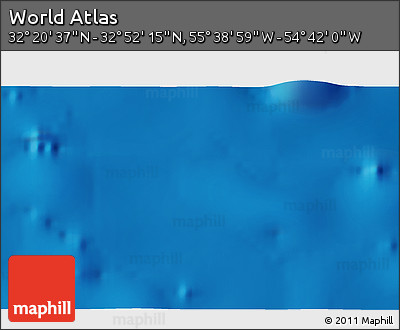 Shaded Relief 3D Map of the Area around 32° 36' 26" N, 55° 10' 29" W