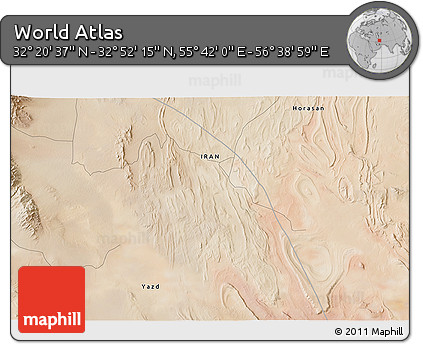 Satellite 3D Map of the Area around 32° 36' 26" N, 56° 10' 29" E