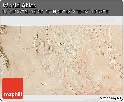 Satellite 3D Map of the Area around 32° 36' 26" N, 56° 10' 29" E