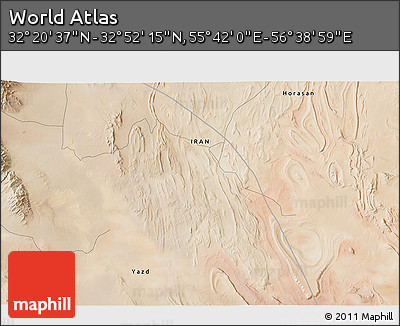 Satellite 3D Map of the Area around 32° 36' 26" N, 56° 10' 29" E