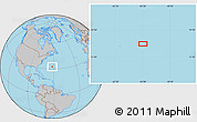 Gray Location Map of the area around 32° 36' 26" N, 61° 58' 30" W