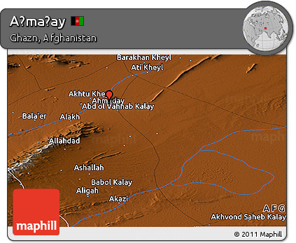 Physical Panoramic Map of Aḩmaḏay