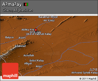Physical Panoramic Map of Aḩmaḏay