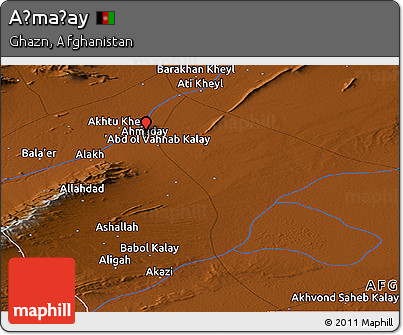 Physical Panoramic Map of Aḩmaḏay