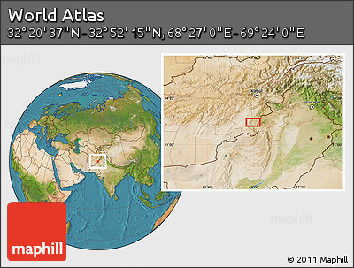 Satellite Location Map of the Area around 32° 36' 26" N, 68° 55' 30" E