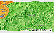 Political 3D Map of the area around 32° 36' 26" N, 69° 46' 30" E