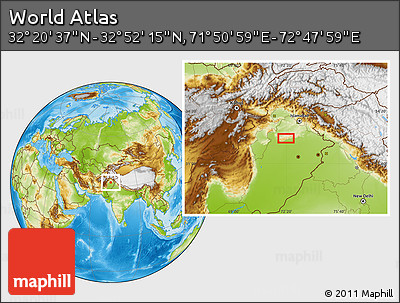 Physical Location Map of the Area around 32° 36' 26" N, 72° 19' 29" E