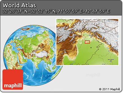 Physical Location Map of the Area around 32° 36' 26" N, 72° 19' 29" E
