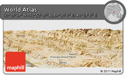 Satellite Panoramic Map of the Area around 32° 36' 26" N, 79° 58' 29" E