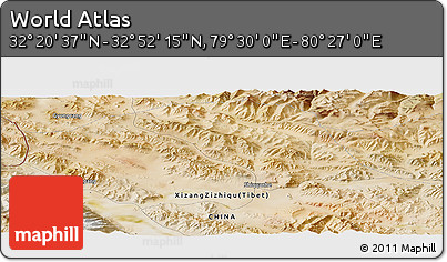 Satellite Panoramic Map of the Area around 32° 36' 26" N, 79° 58' 29" E