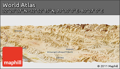 Satellite Panoramic Map of the Area around 32° 36' 26" N, 79° 58' 29" E