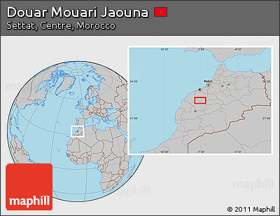 Gray Location Map of Douar Mouari Jaouna