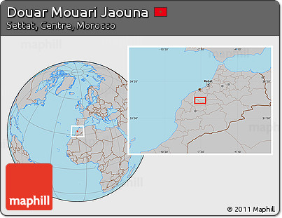 Gray Location Map of Douar Mouari Jaouna