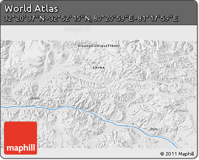 Physical 3D Map of the Area around 32° 36' 26" N, 80° 49' 29" E