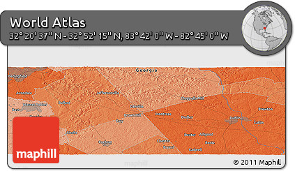 Political Panoramic Map of the Area around 32° 36' 26" N, 83° 13' 29" W