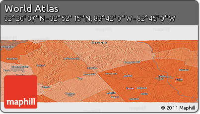 Political Panoramic Map of the Area around 32° 36' 26" N, 83° 13' 29" W
