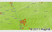 Physical 3D Map of the area around 32° 36' 26" N, 84° 55' 30" W