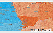 Political 3D Map of the area around 32° 36' 26" N, 84° 55' 30" W