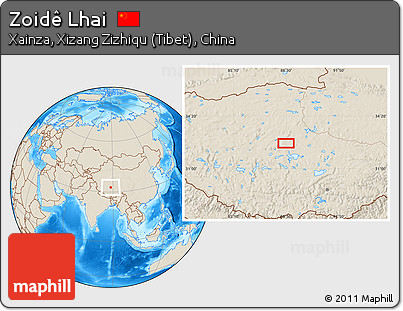 Shaded Relief Location Map of Zoidê Lhai