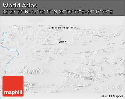 Physical 3D Map of the Area around 32° 36' 26" N, 89° 19' 29" E