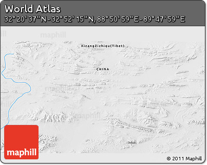 Physical 3D Map of the Area around 32° 36' 26" N, 89° 19' 29" E