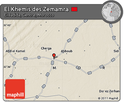Shaded Relief Map of El Khemis Des Zemamra