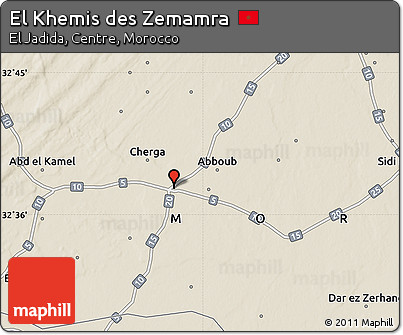 Shaded Relief Map of El Khemis Des Zemamra