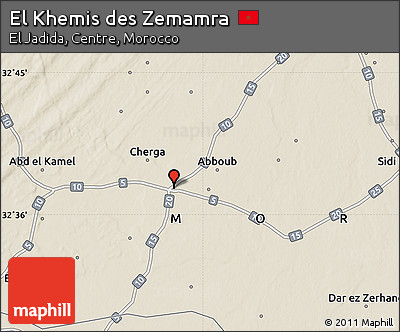 Shaded Relief Map of El Khemis Des Zemamra