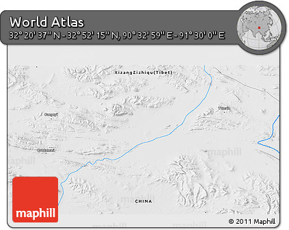 Physical 3D Map of the Area around 32° 36' 26" N, 91° 1' 30" E