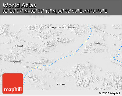 Physical 3D Map of the Area around 32° 36' 26" N, 91° 1' 30" E