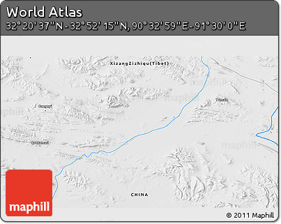 Physical 3D Map of the Area around 32° 36' 26" N, 91° 1' 30" E