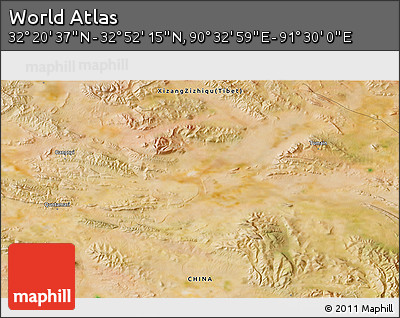 Satellite 3D Map of the Area around 32° 36' 26" N, 91° 1' 30" E