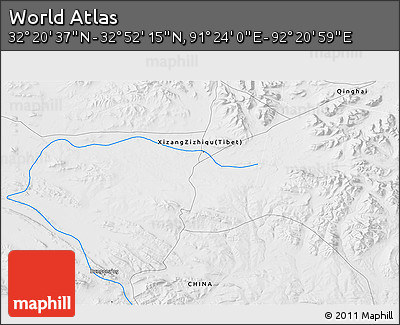 Physical 3D Map of the Area around 32° 36' 26" N, 91° 52' 30" E