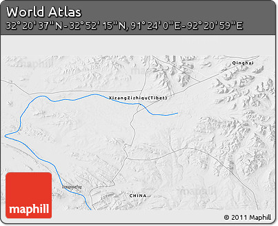 Physical 3D Map of the Area around 32° 36' 26" N, 91° 52' 30" E
