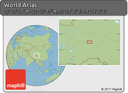 Savanna Style Location Map of the Area around 32° 36' 26" N, 94° 25' 30" E