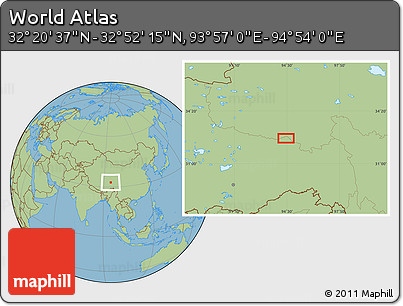 Savanna Style Location Map of the Area around 32° 36' 26" N, 94° 25' 30" E