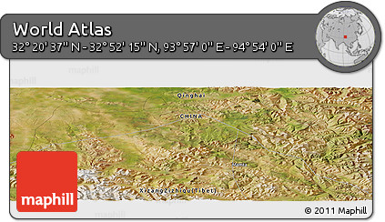 Satellite Panoramic Map of the Area around 32° 36' 26" N, 94° 25' 30" E