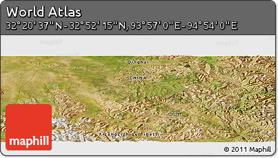 Satellite Panoramic Map of the Area around 32° 36' 26" N, 94° 25' 30" E