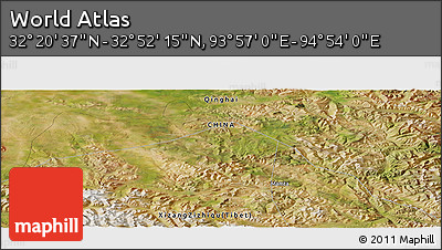 Satellite Panoramic Map of the Area around 32° 36' 26" N, 94° 25' 30" E