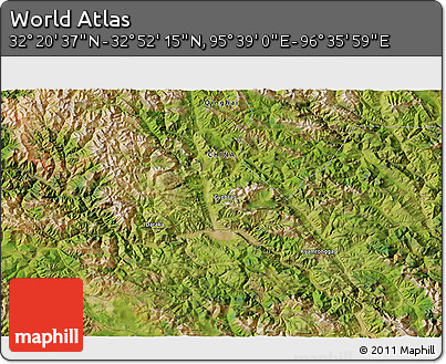 Satellite 3D Map of the Area around 32° 36' 26" N, 96° 7' 30" E