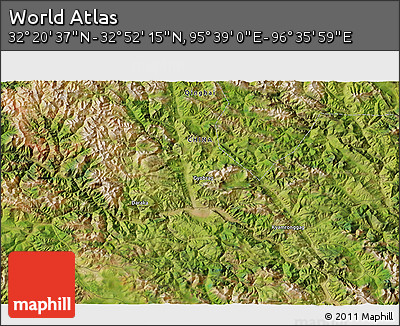 Satellite 3D Map of the Area around 32° 36' 26" N, 96° 7' 30" E