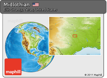 Physical Location Map of Midlothian