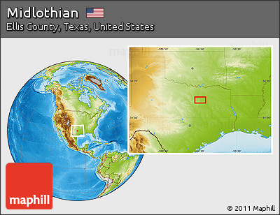 Physical Location Map of Midlothian