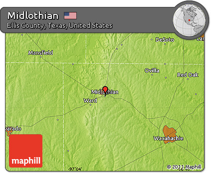 Physical Map of Midlothian