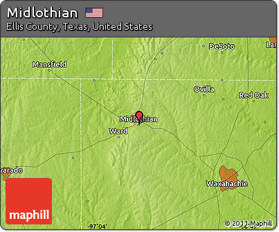 Physical Map of Midlothian