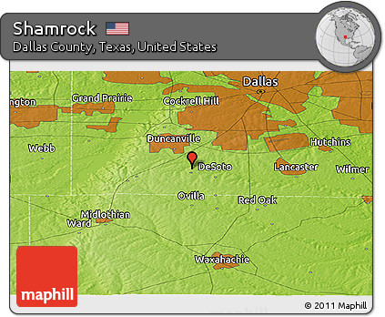 Physical Panoramic Map of Shamrock