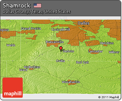 Physical Panoramic Map of Shamrock
