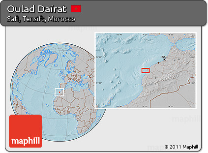 Gray Location Map of Oulad Daïrat, hill shading