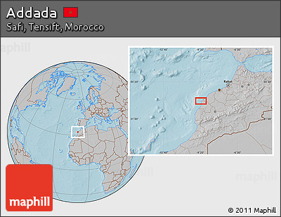 Gray Location Map of Addada, hill shading